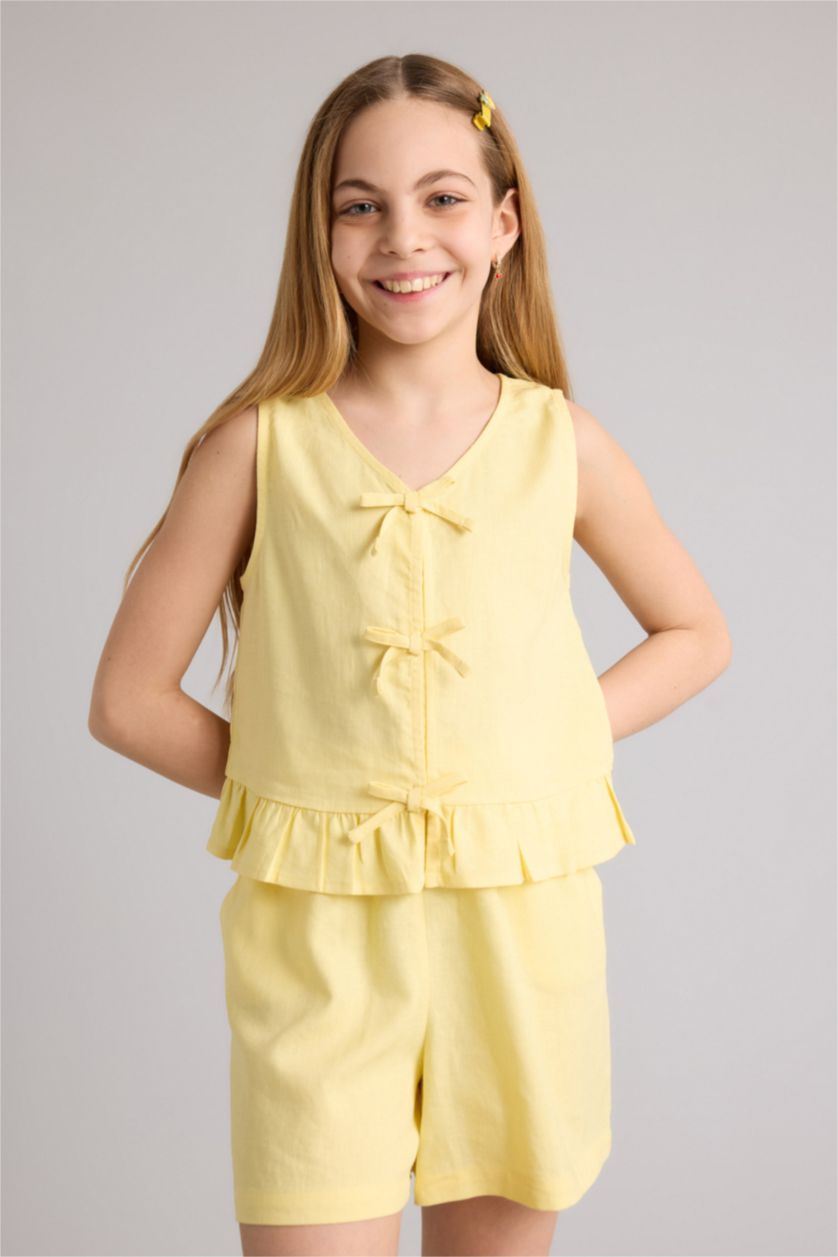 Девочки и подростки Желтый Блузка с коротким рукавом для девочек