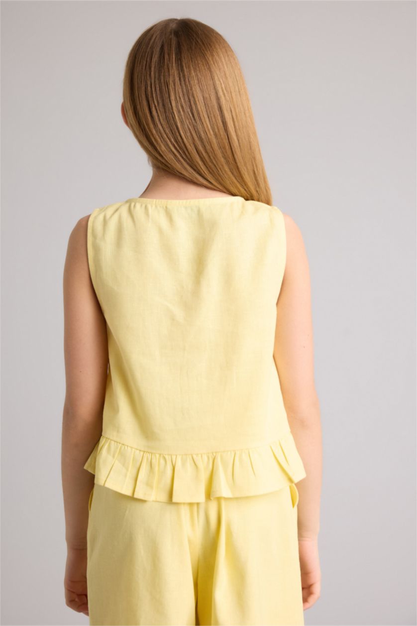 Девочки и подростки Желтый Блузка с коротким рукавом для девочек