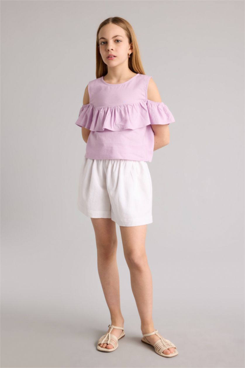 Девочки и подростки Светло-сиреневый Блузка с коротким рукавом для девочек