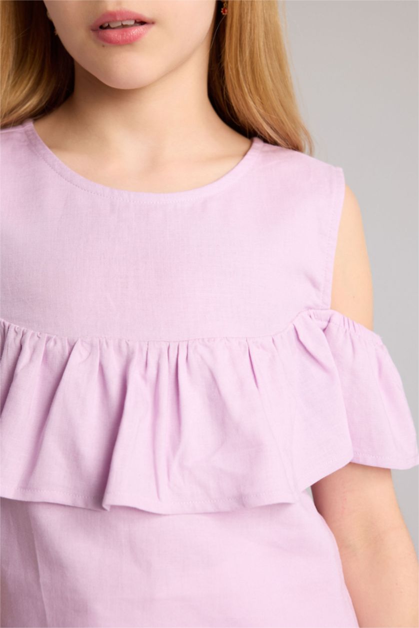 Девочки и подростки Светло-сиреневый Блузка с коротким рукавом для девочек
