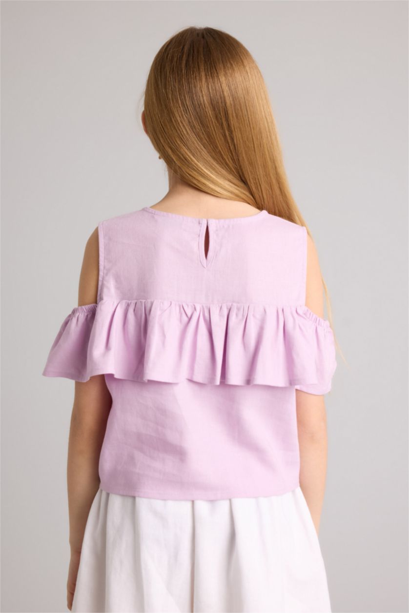 Девочки и подростки Светло-сиреневый Блузка с коротким рукавом для девочек