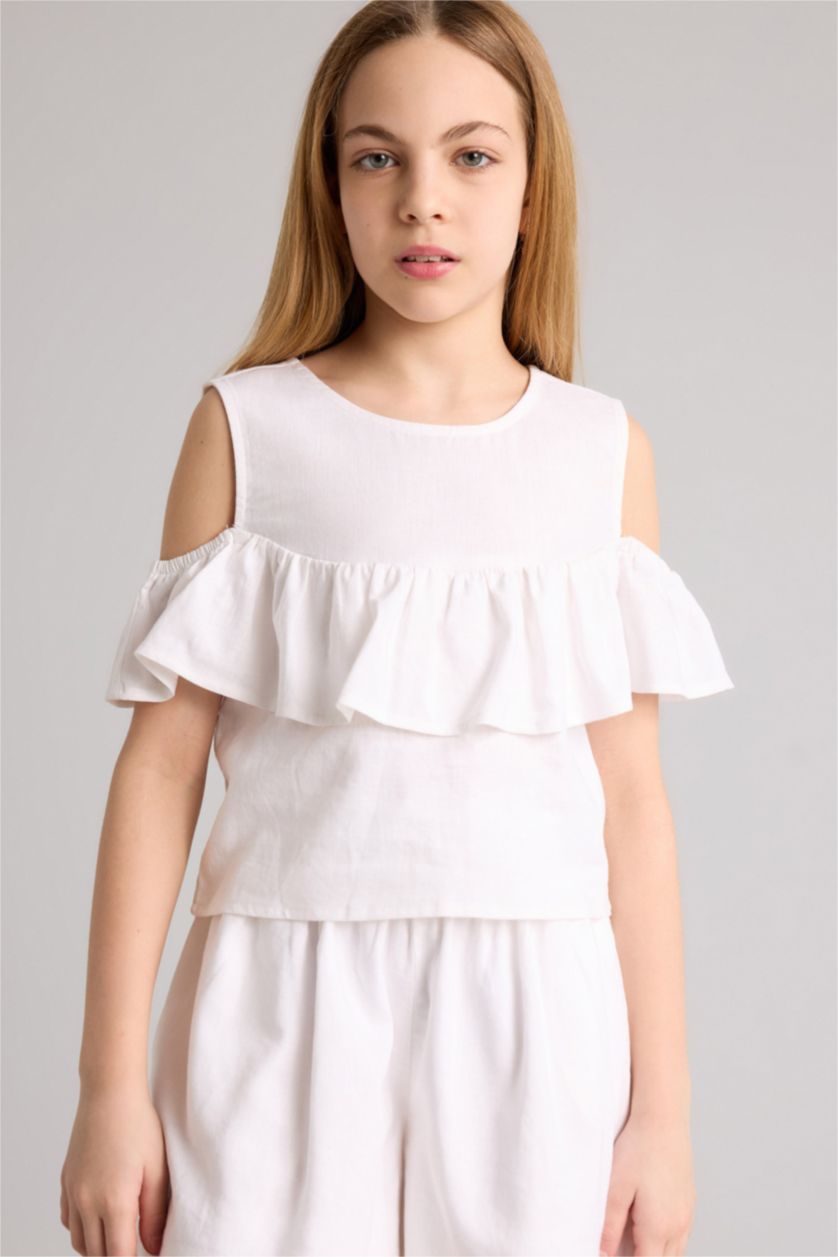 Девочки и подростки Белый Блузка с коротким рукавом для девочек