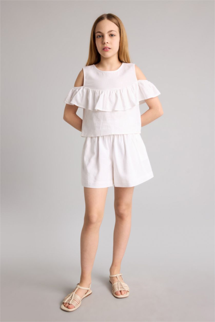 Девочки и подростки Белый Блузка с коротким рукавом для девочек