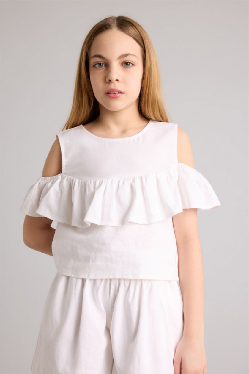 Девочки и подростки Белый Блузка с коротким рукавом для девочек