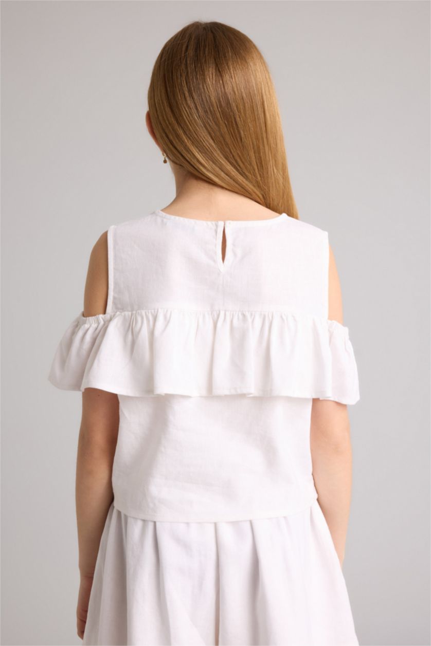 Девочки и подростки Белый Блузка с коротким рукавом для девочек