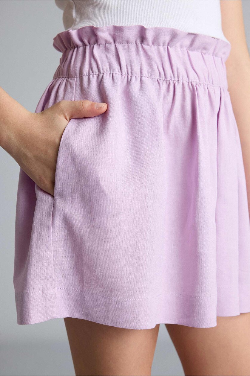 GIRLS & TEENS Light Lilac Girl Paperbag Linen Blend Shorts
