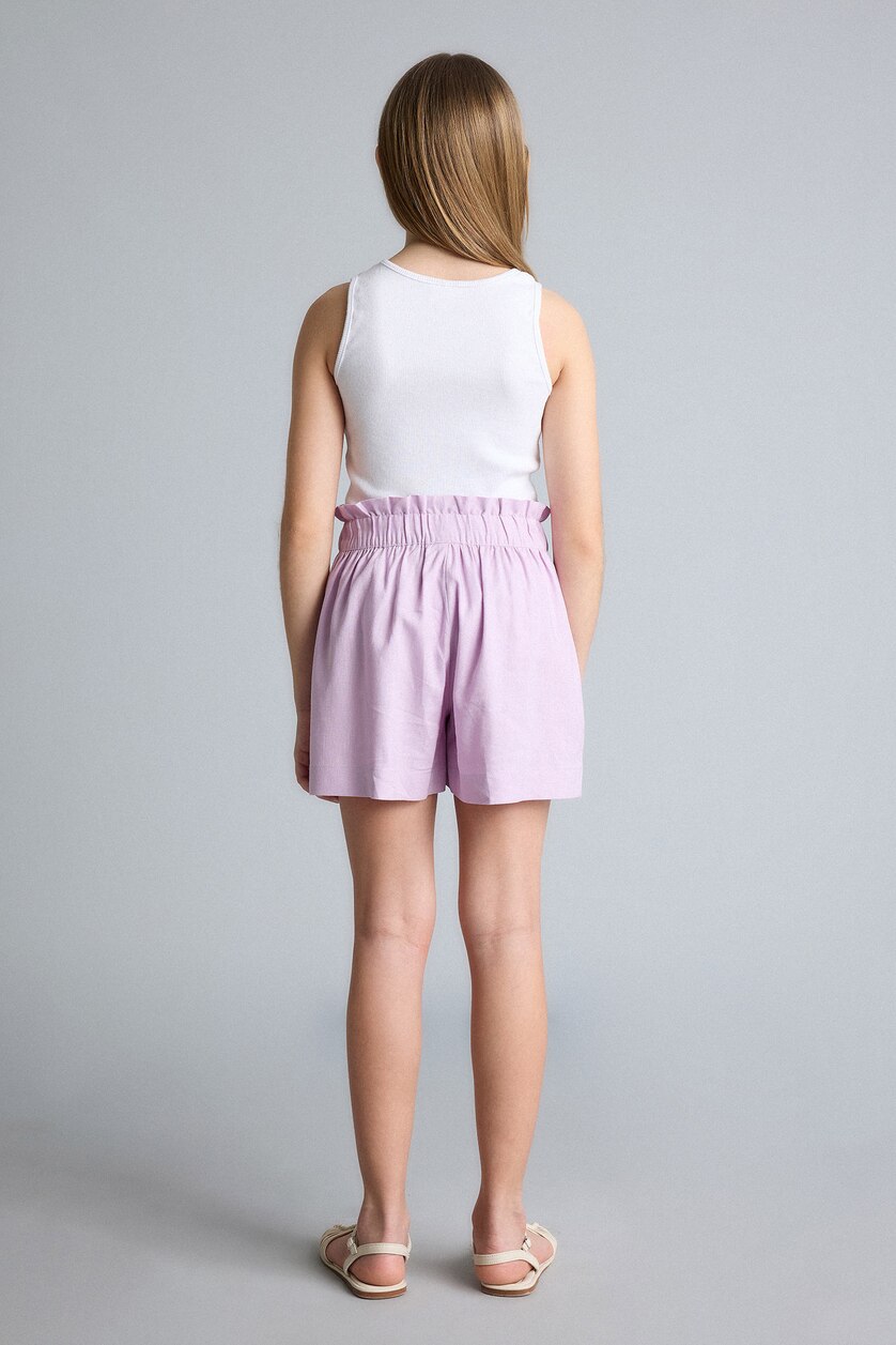 GIRLS & TEENS Light Lilac Girl Paperbag Linen Blend Shorts