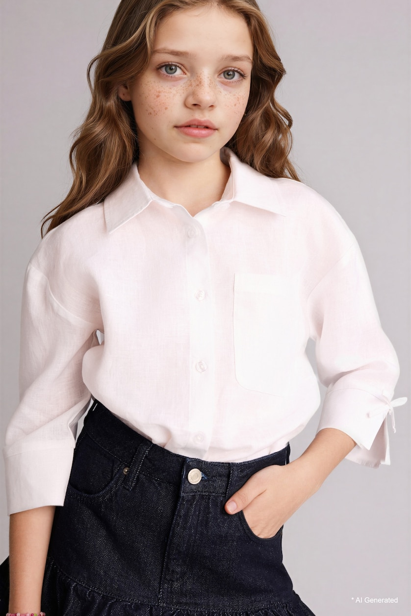 Girls & Teens White Girl Regular Fit Long Sleeve Shirt