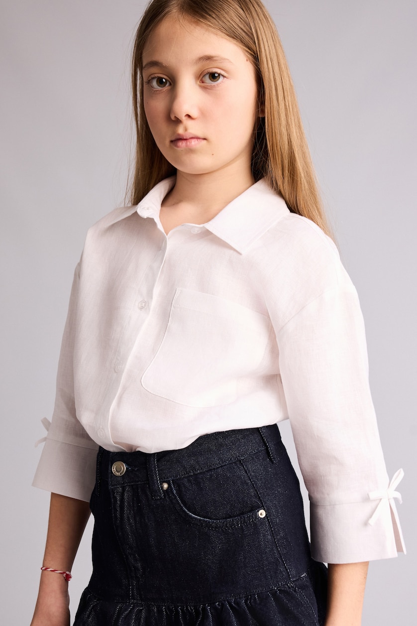 Girls & Teens White Girl Regular Fit Long Sleeve Shirt