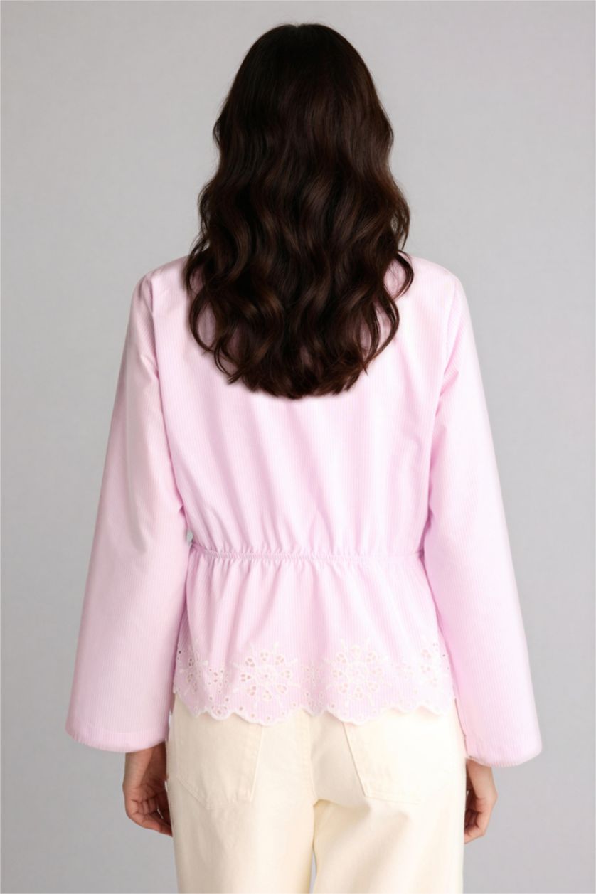 WOMAN Light Pink Regular Fit Cotton Long Sleeve Tunic