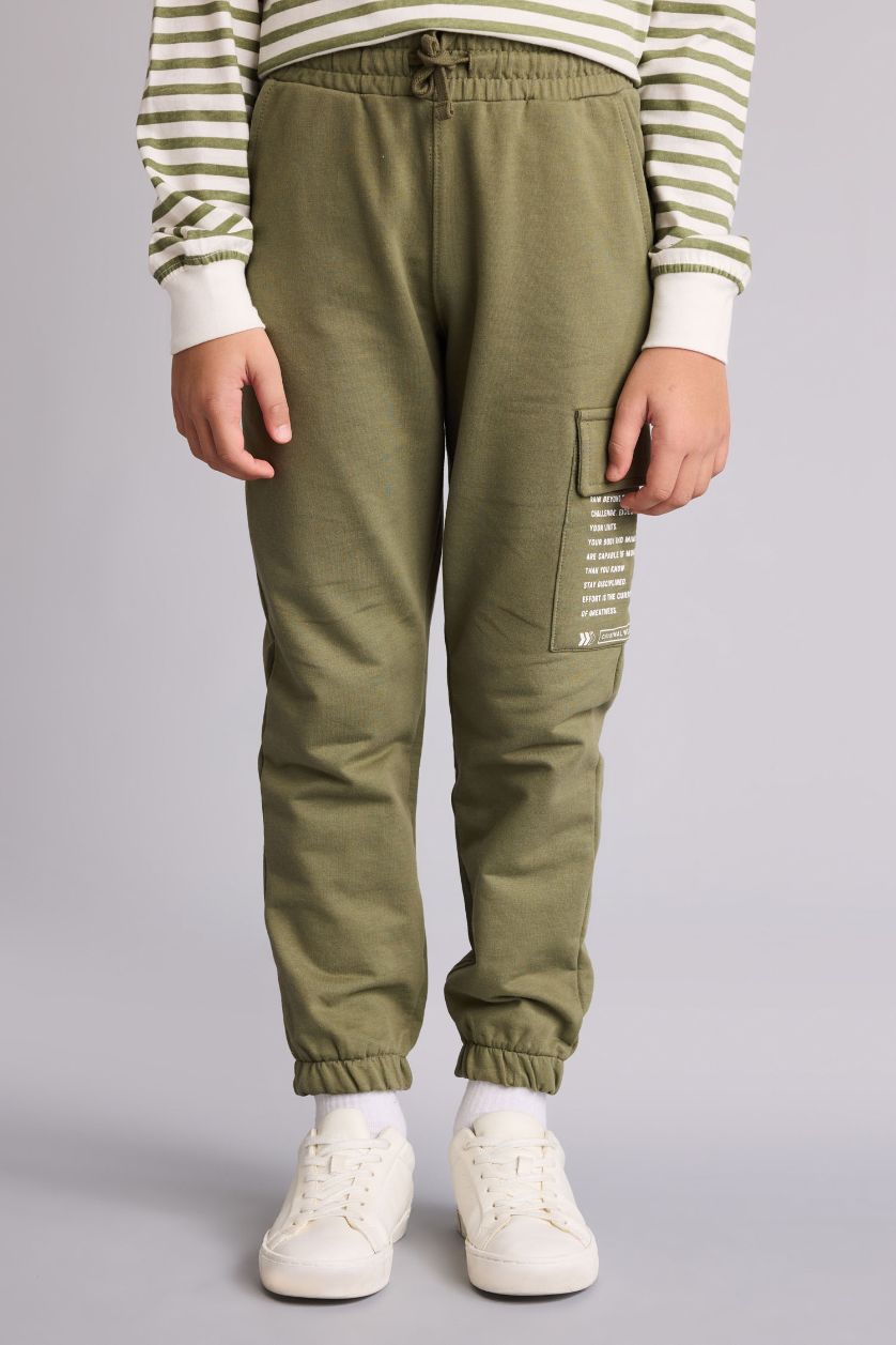 GARÇONS Kaki Clair Jogging avec imprimé Coupe régulière pour garçon