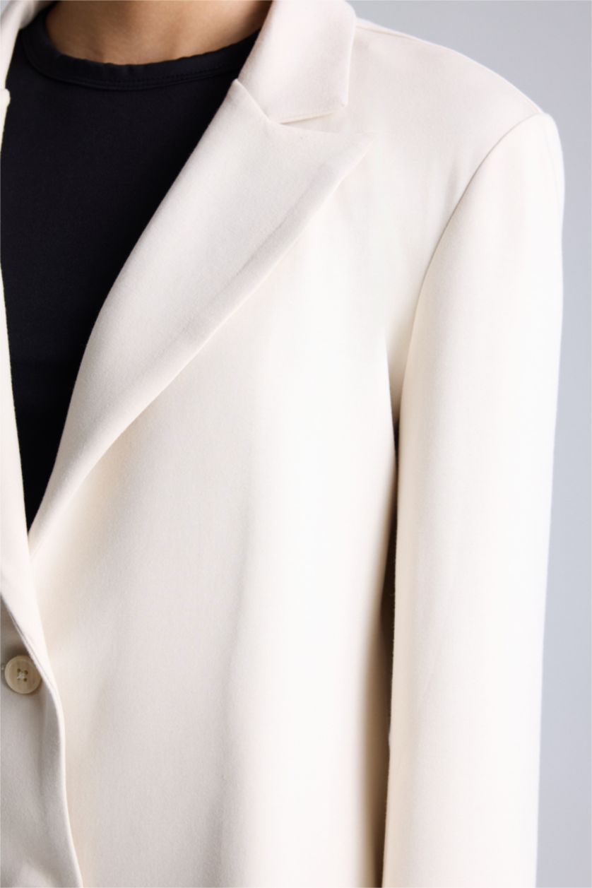 Kadın Ekru Standart Fit Blazer Ceket