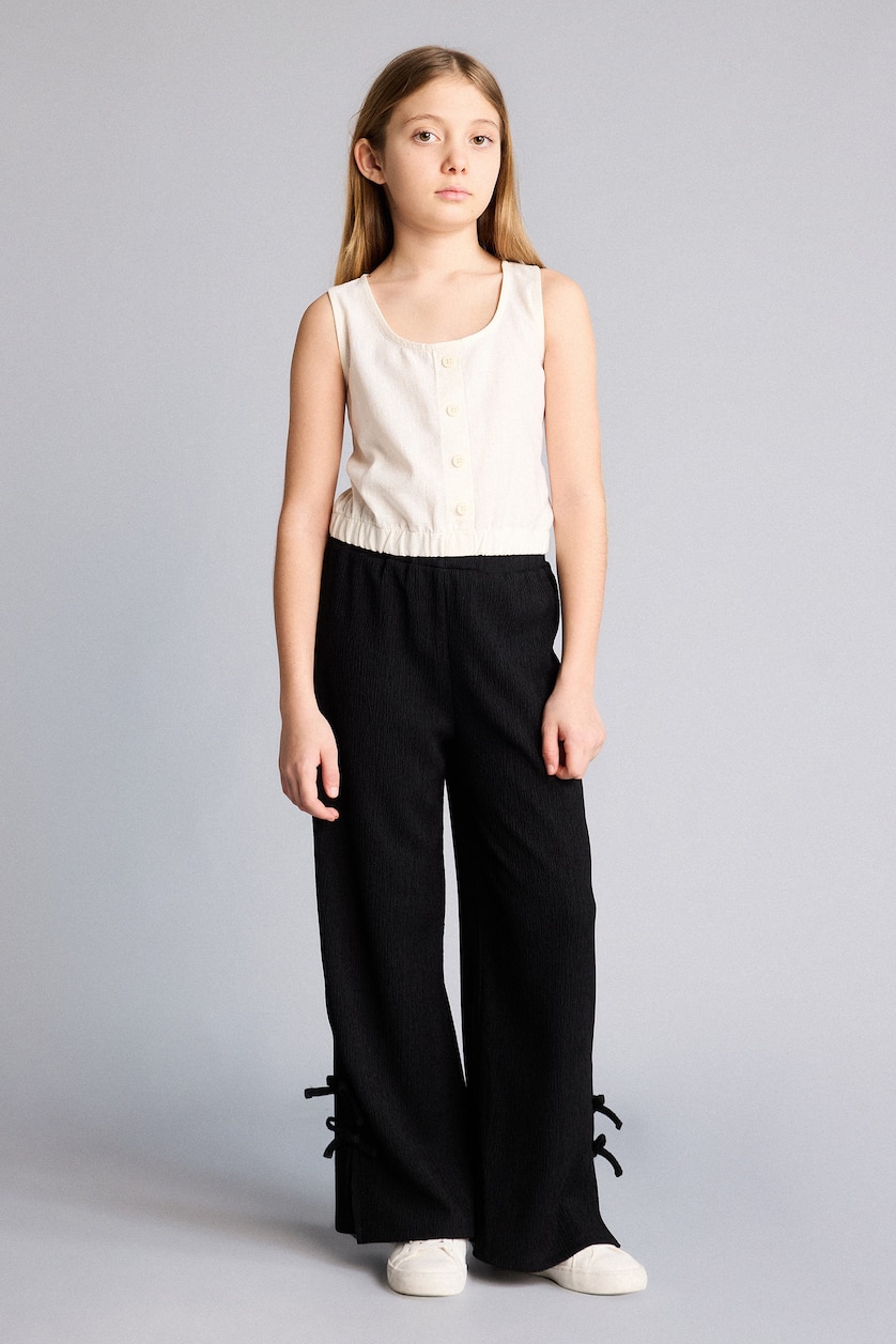 FILLES Noir Pantalon à jambes larges pour fille
