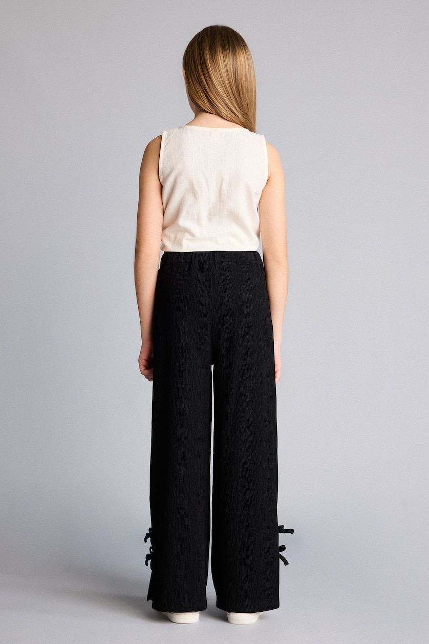 FILLES Noir Pantalon à jambes larges pour fille