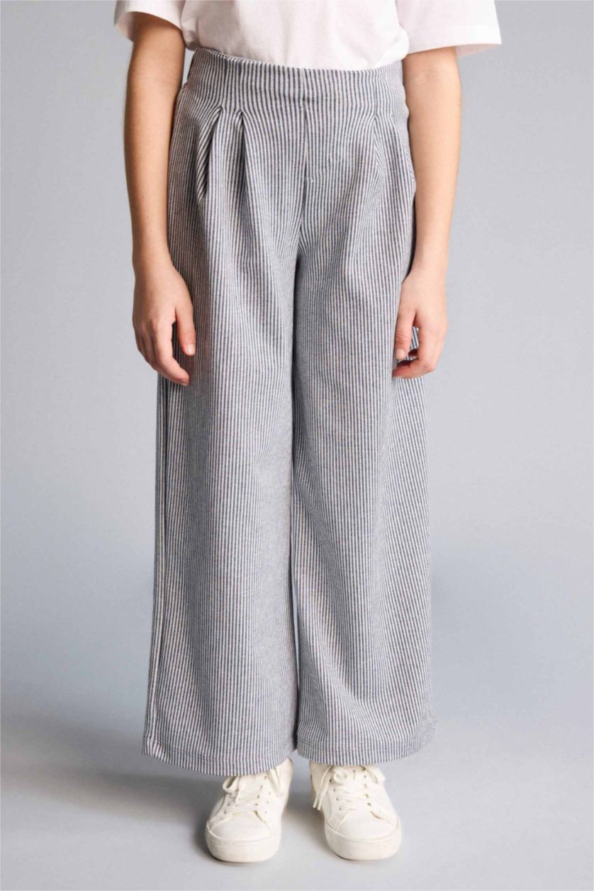 بناتي كحلي بنطلون بناتي وايد ليج برجل واسع