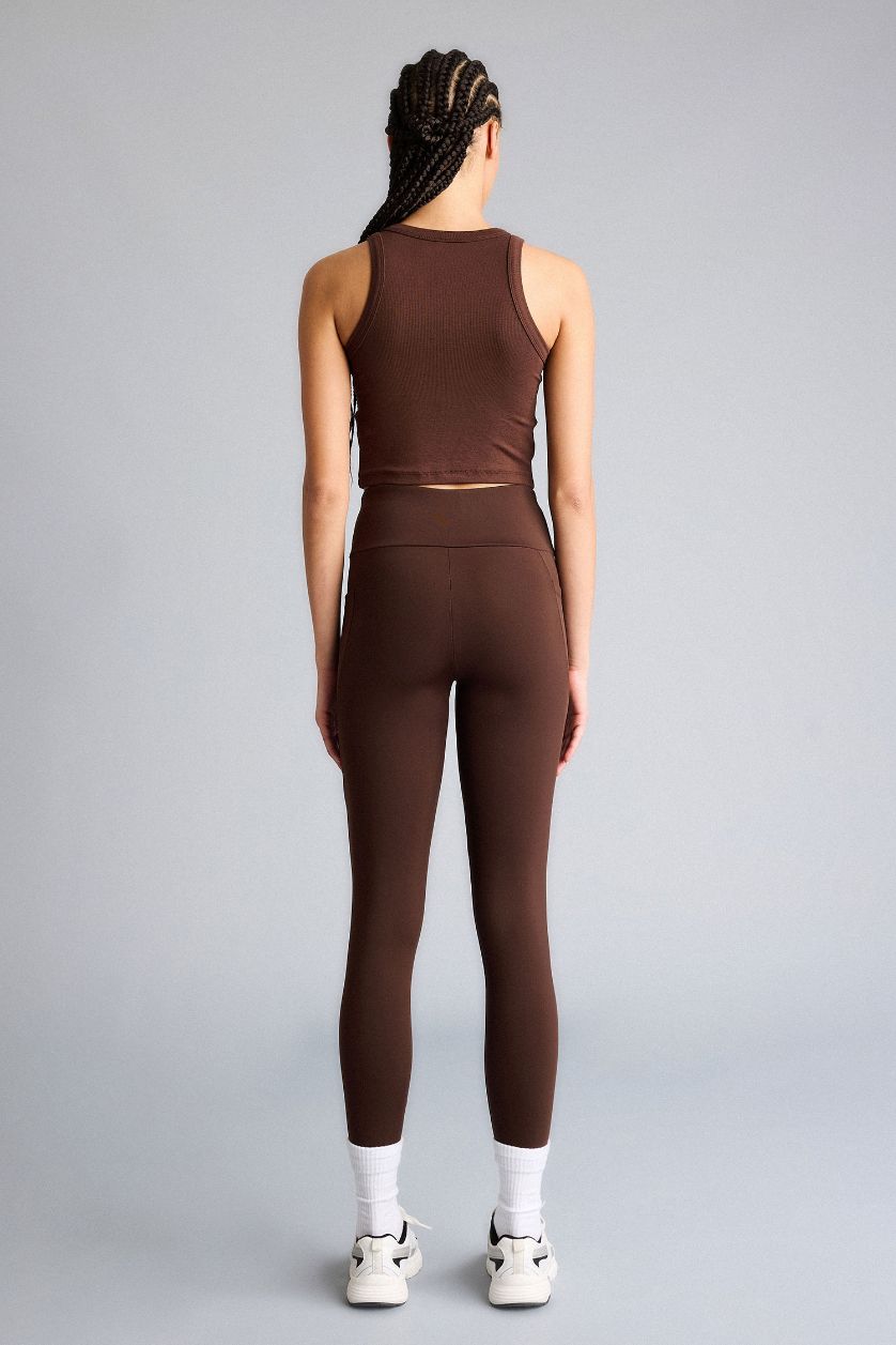 Kadın Kahve Yüksek Bel Sporcu Tayt