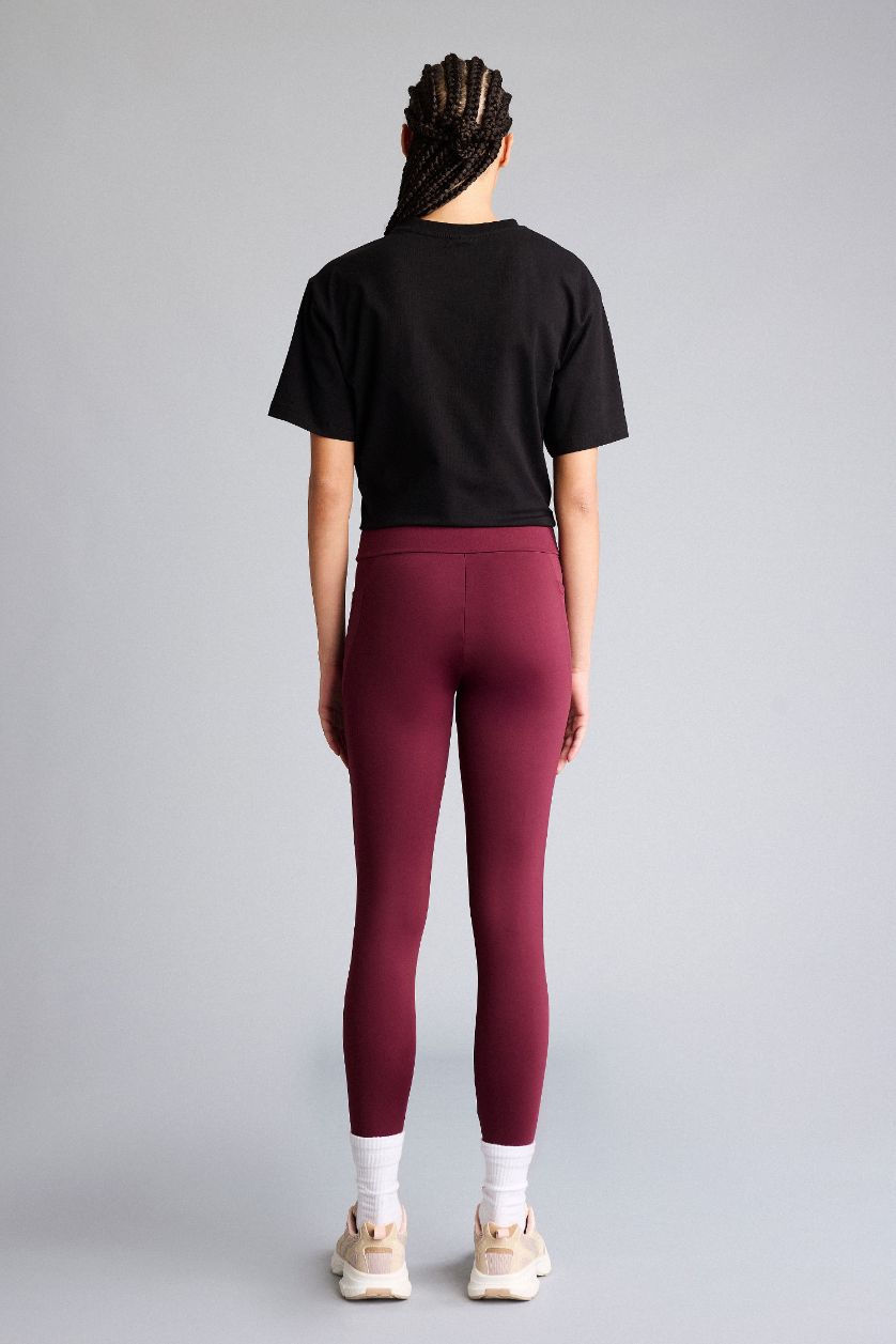 Kadın Bordo Yüksek Bel Sporcu Tayt