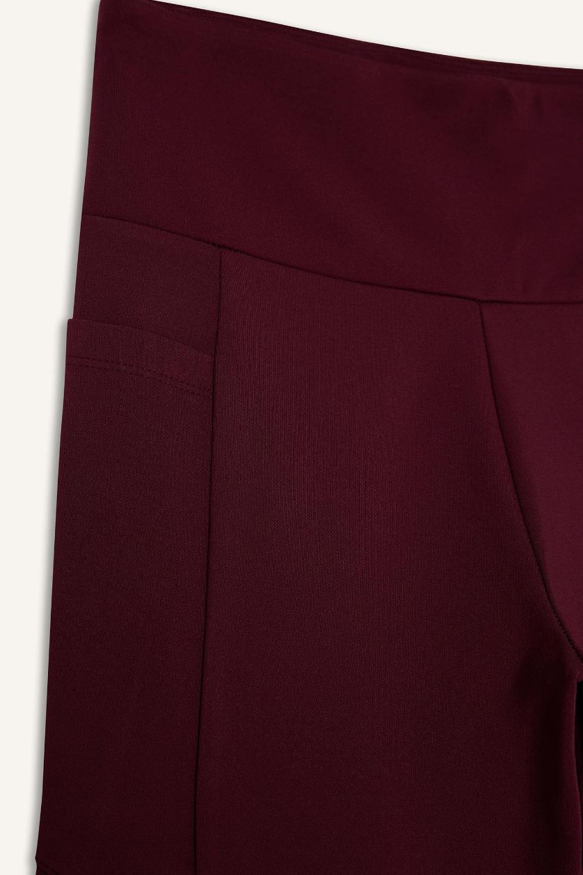 Kadın Bordo Yüksek Bel Sporcu Tayt