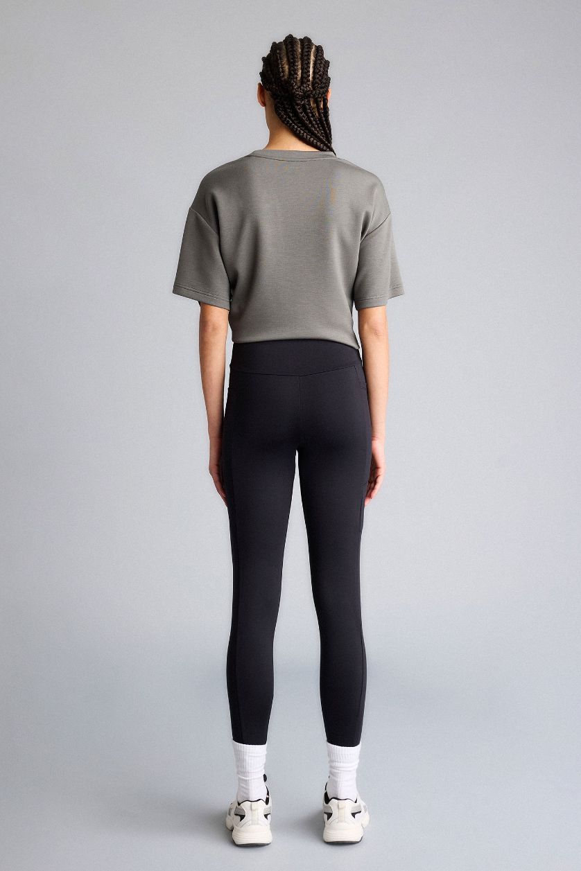 Woman Black High Waist Ankle Length Leggings