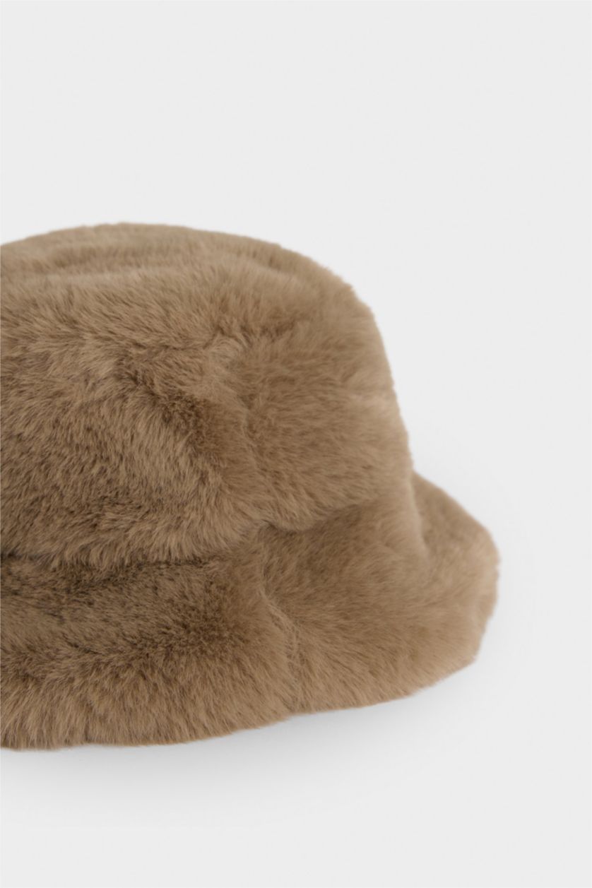 Woman Beige Woman Animal Print Bucket Hat