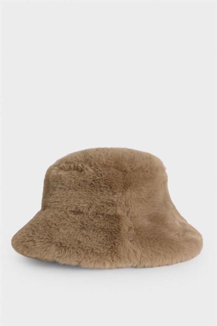 Woman Beige Woman Animal Print Bucket Hat