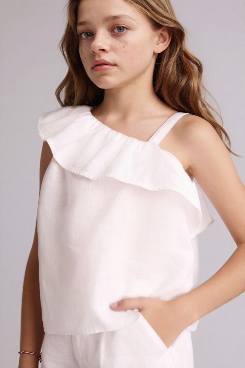 Қыздар Және Жасөспірімдер ақ Қыз балаларға арналған қысқа жеңді блузка