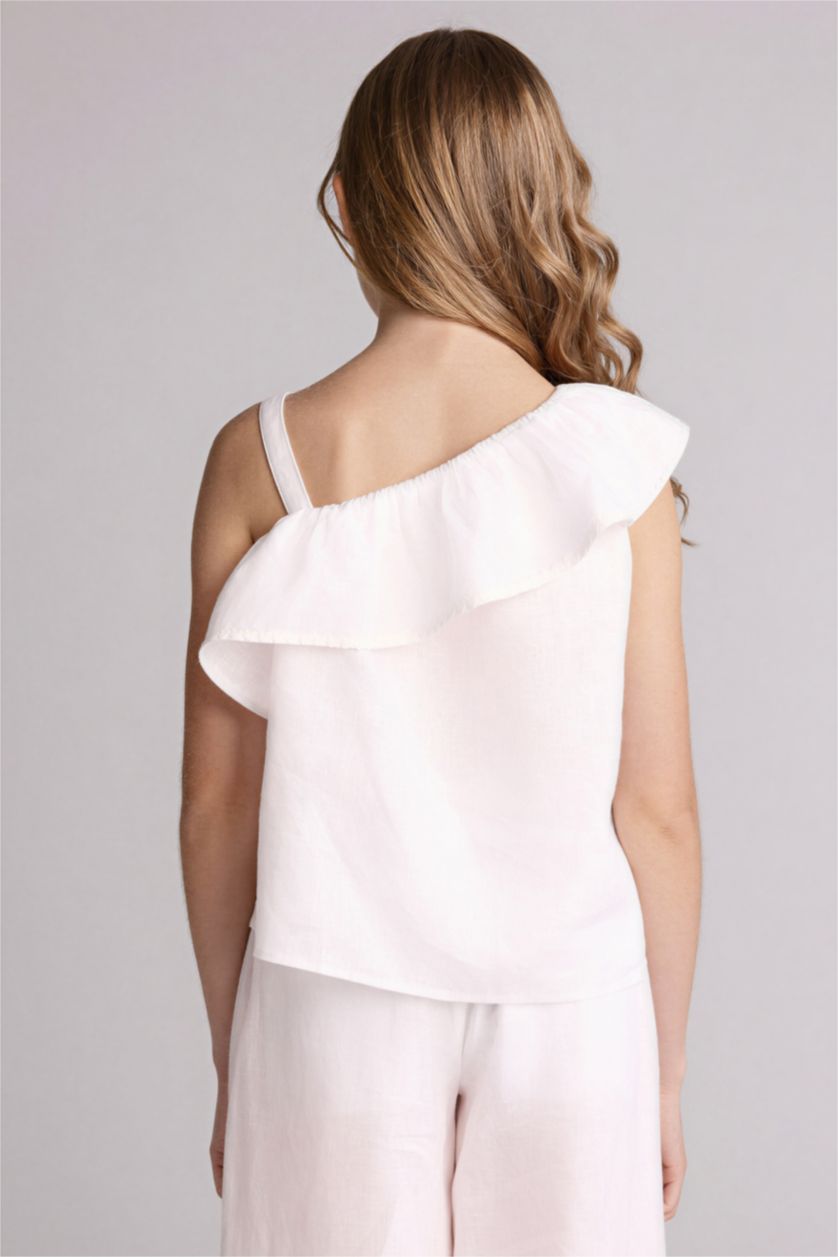 Қыздар Және Жасөспірімдер ақ Қыз балаларға арналған қысқа жеңді блузка