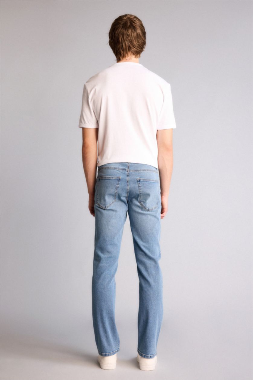 Ерлер Көк Sergio Regular Fit орташа белді тік балақ джинс шалбар