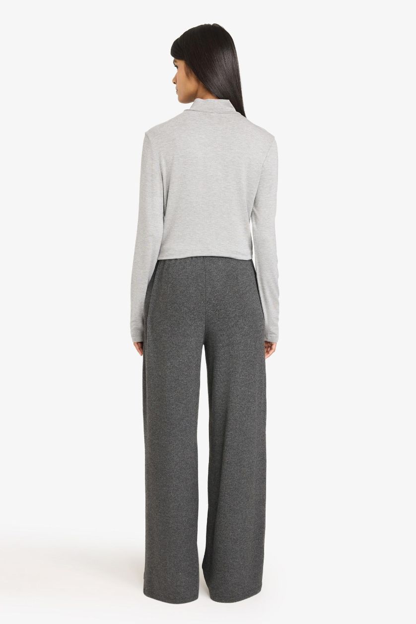 نساء أنثرا بنطرون وايد ليج برجل واسع ملمس ناعم