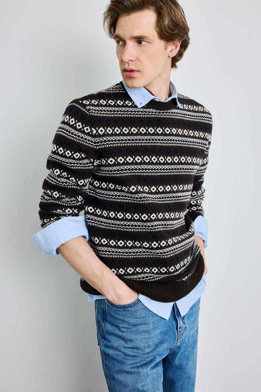 MAN Brown Standard Fit Knitwear Pullover