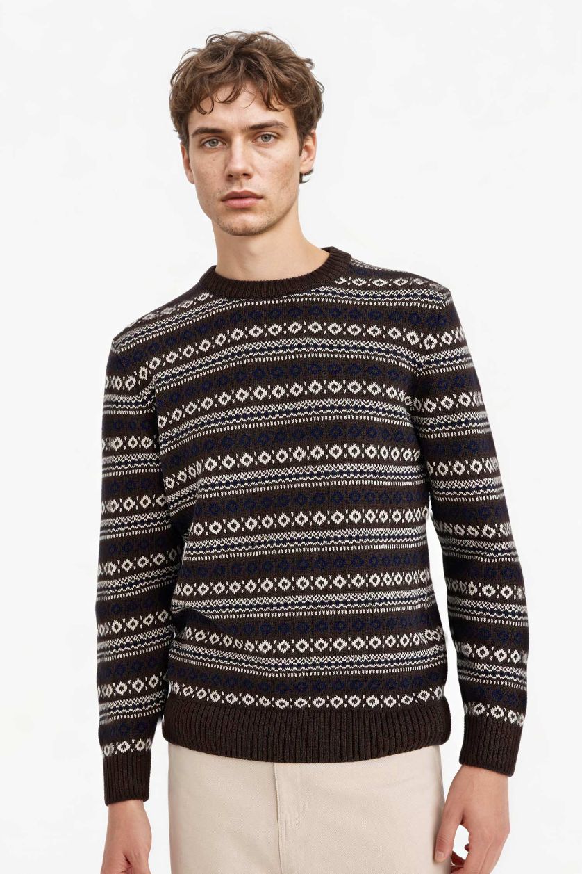 MAN Brown Standard Fit Knitwear Pullover