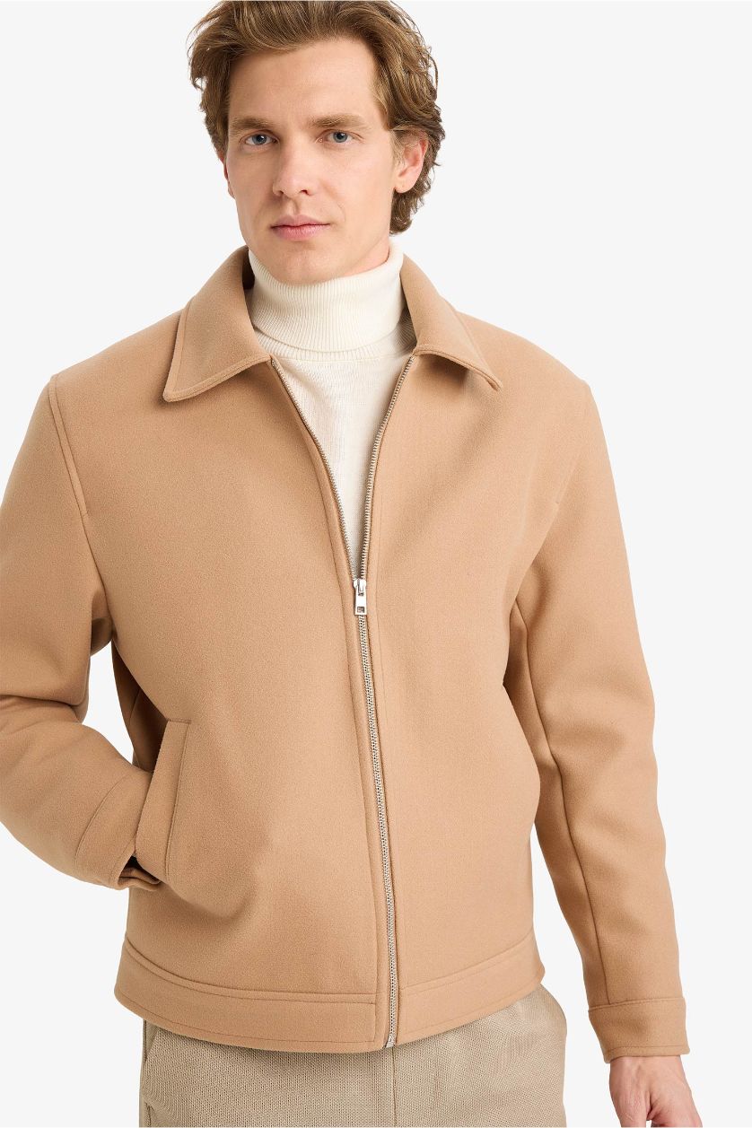 MAN Light Brown Regular Fit Shirt Collar Jacket