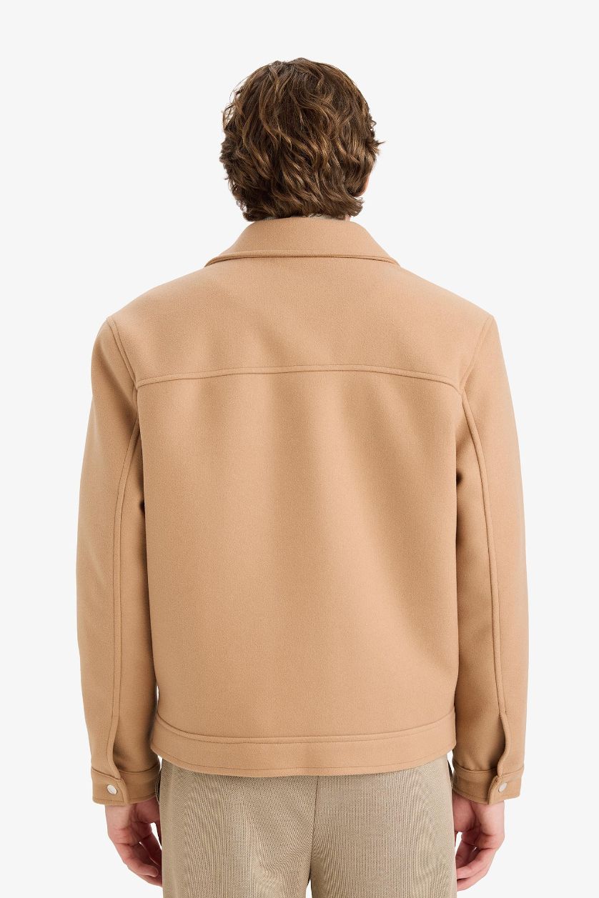 MAN Light Brown Regular Fit Shirt Collar Jacket