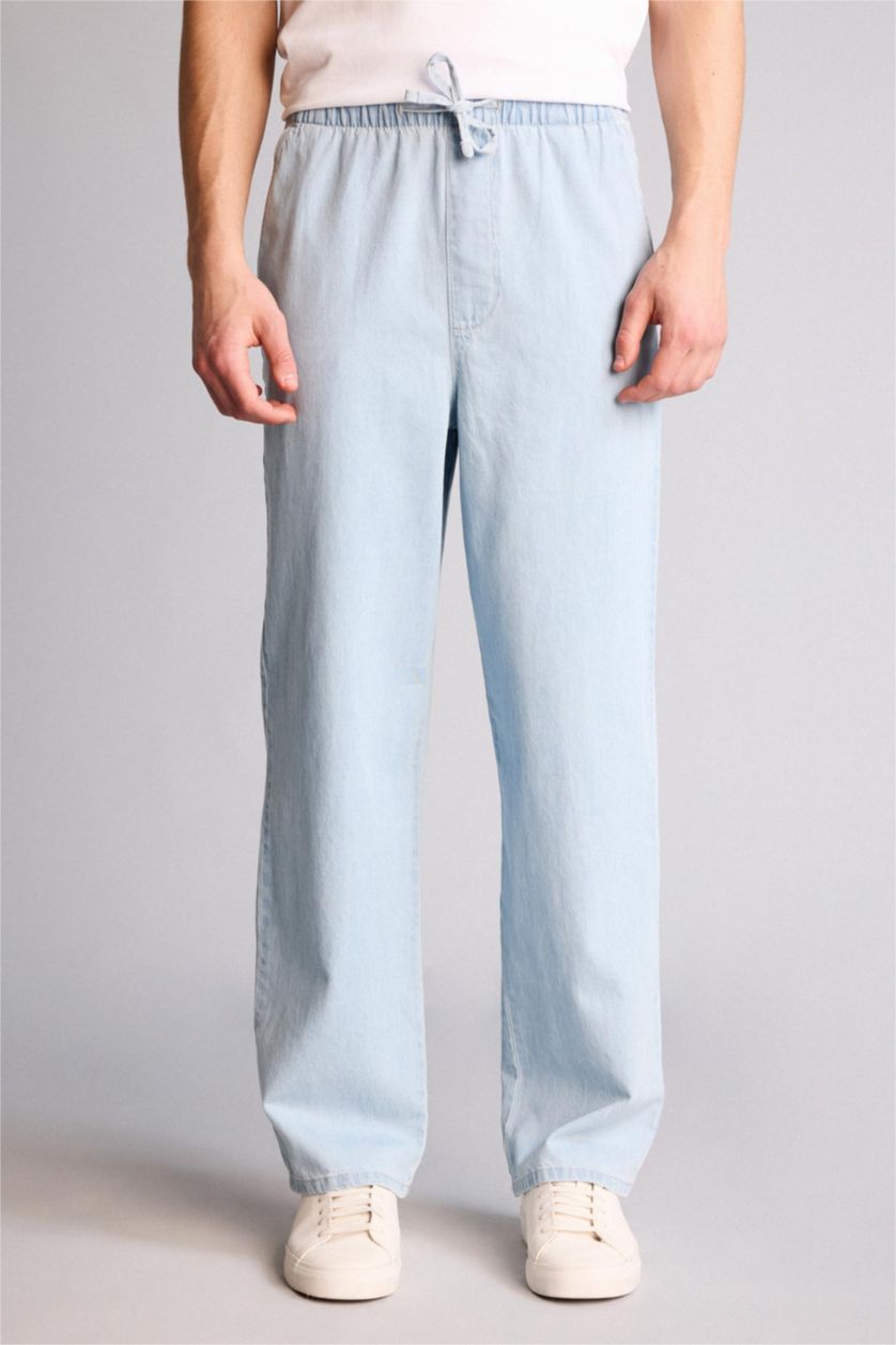 Мужчины Светло-синий Baggy Fit Trousers