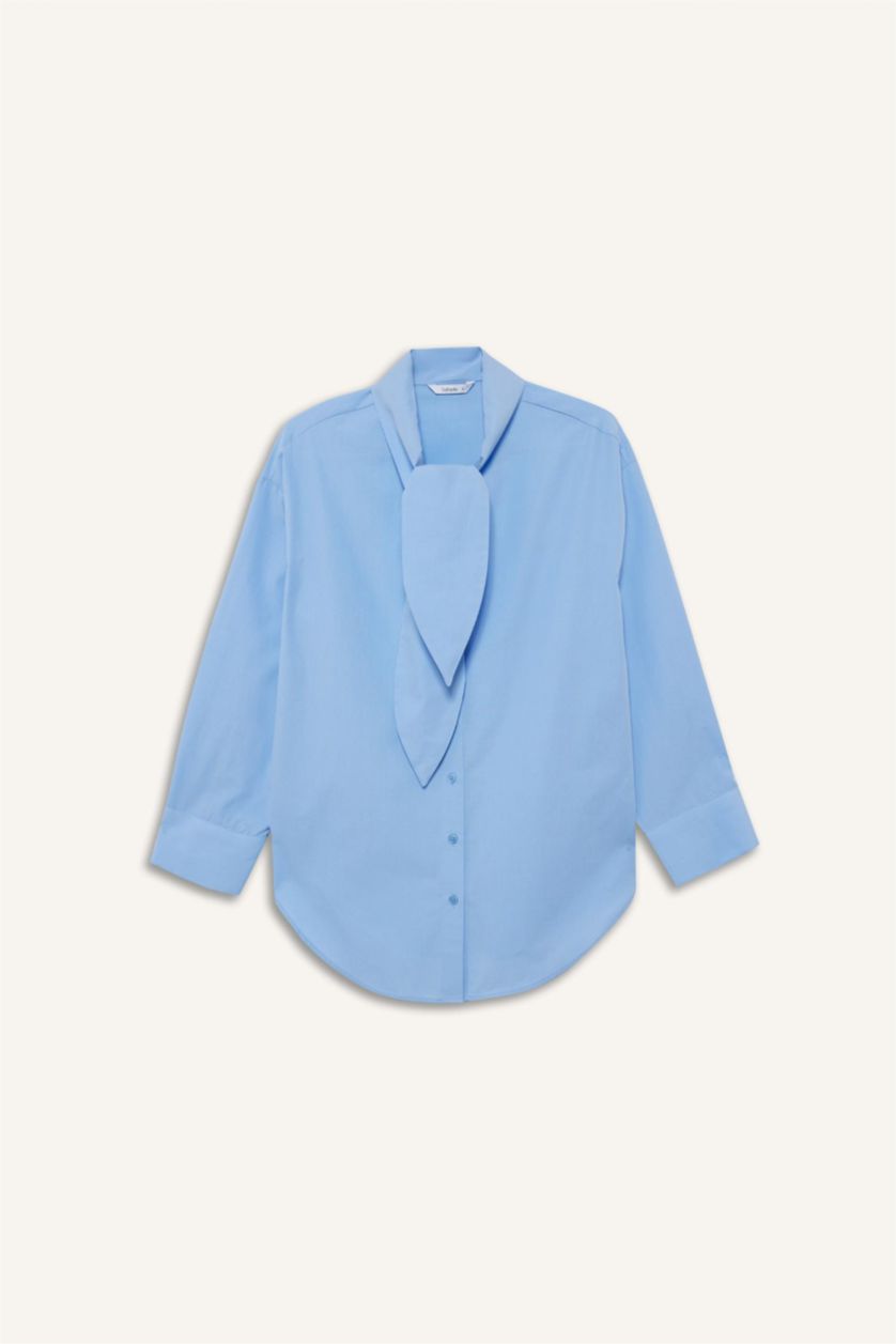 WOMAN Blue Regular Fit Poplin Long Sleeve Tunic