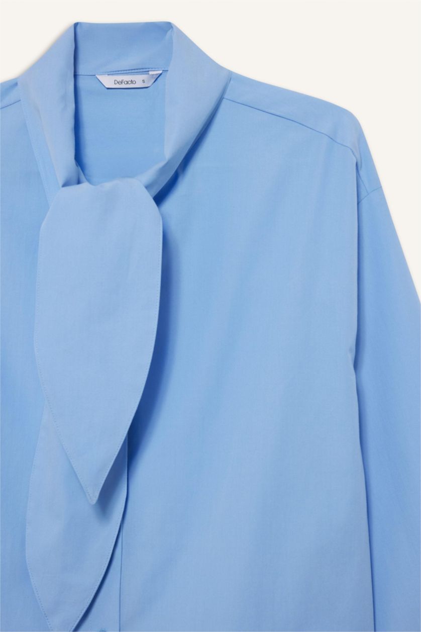 WOMAN Blue Regular Fit Poplin Long Sleeve Tunic