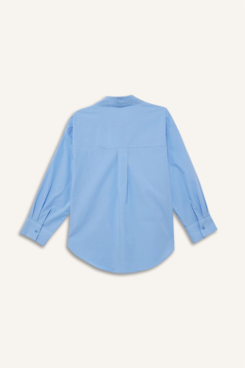 WOMAN Blue Regular Fit Poplin Long Sleeve Tunic