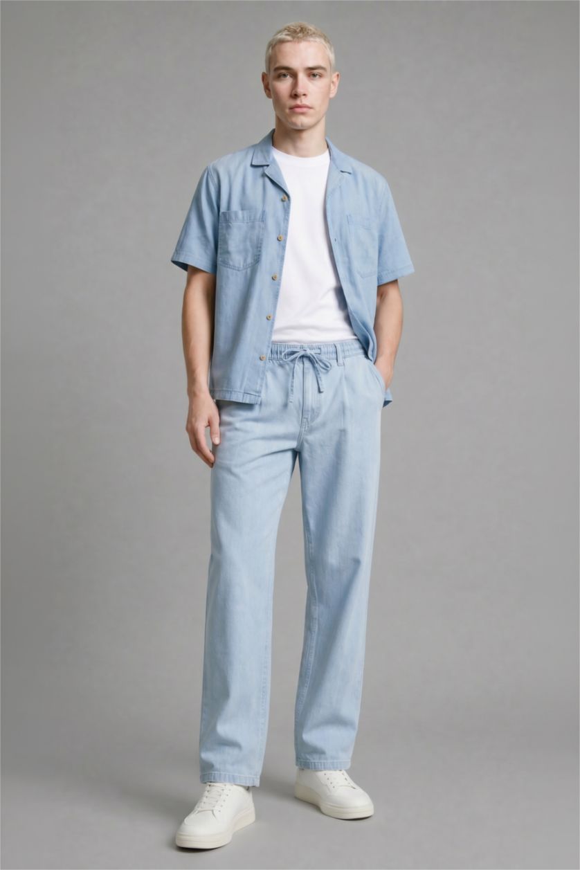 HOMME BLEU Clair Jean à jambes larges