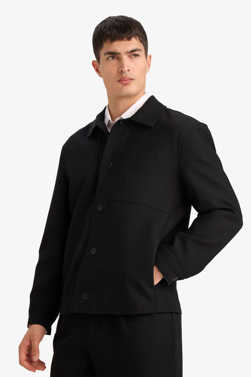 Man Black Regular Fit Cotton Lined Blazer