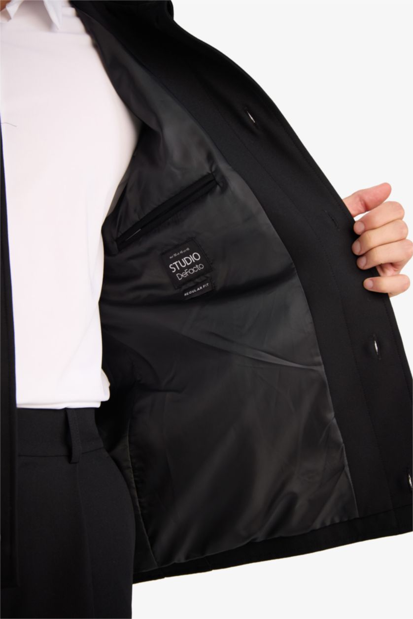 Man Black Regular Fit Cotton Lined Blazer