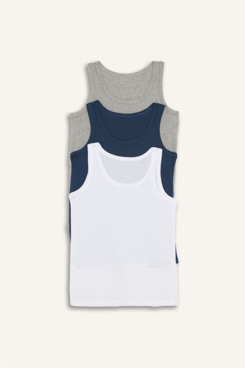 Young Boys - Teen Boys Grey Melange Boy 3 piece Regular Fit Tank Top