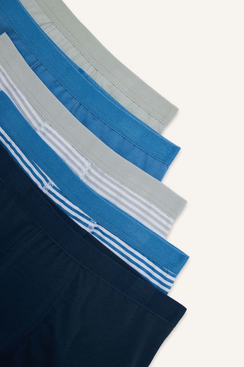 Boys & Teens Blue Boy Striped Cotton 5 Piece Boxers