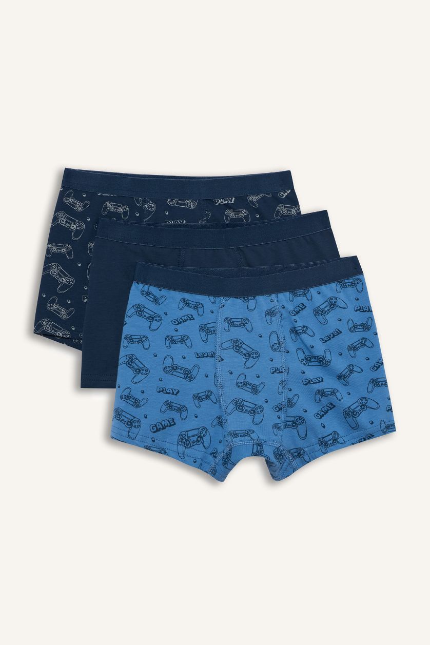 Boys & Teens Indigo Boy Animal Print Cotton 3 Piece Boxers