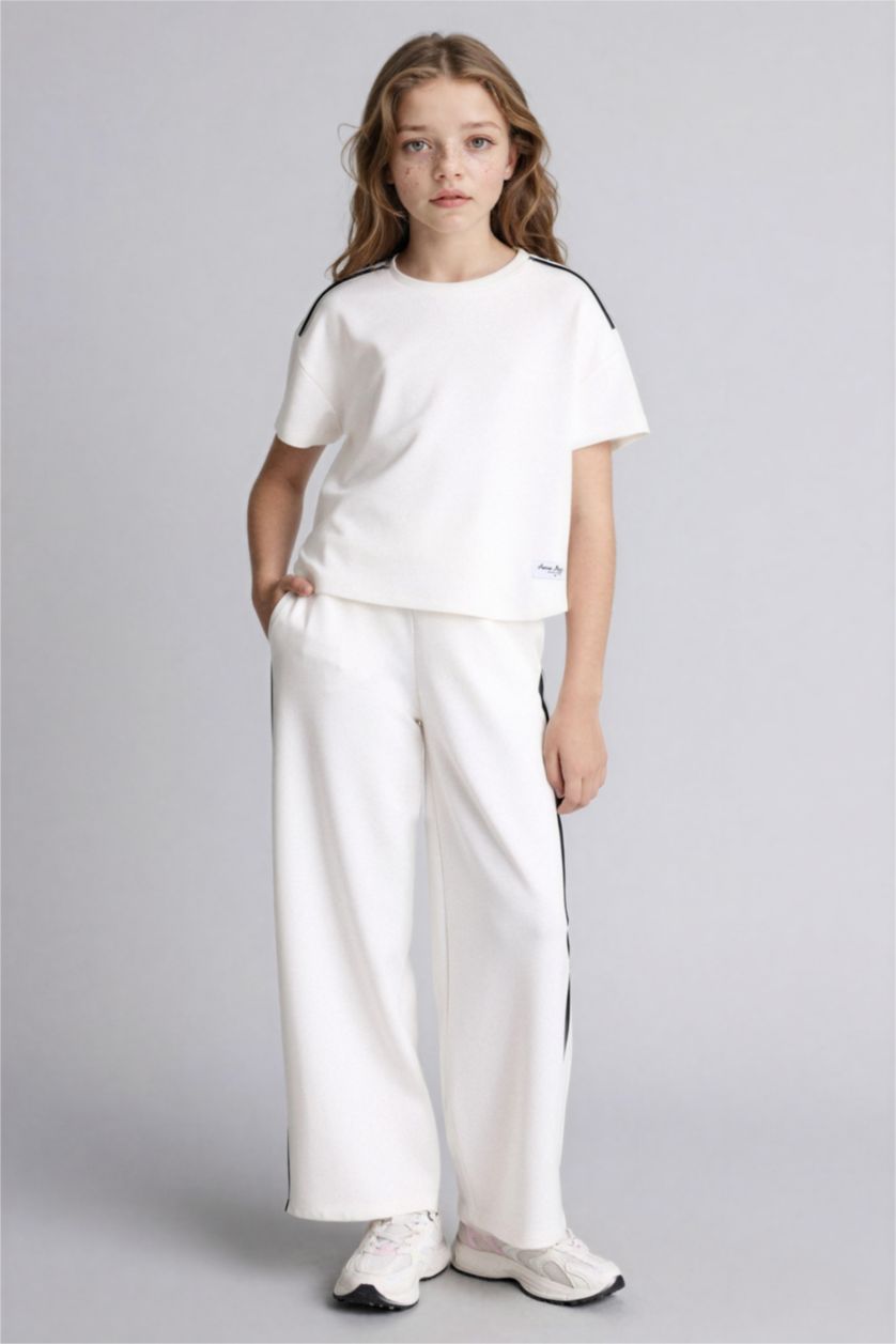 Kız Çocuk - Genç Kız Ekru Wıde Leg Modal Pantolon Kız Çocuk