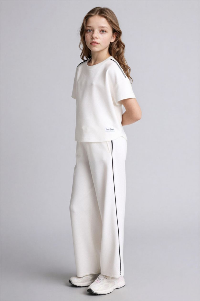 Kız Çocuk - Genç Kız Ekru Wıde Leg Modal Pantolon Kız Çocuk