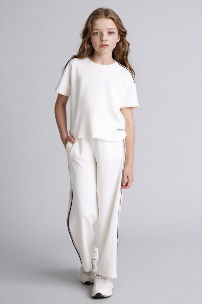 Kız Çocuk - Genç Kız Ekru Wıde Leg Modal Pantolon Kız Çocuk