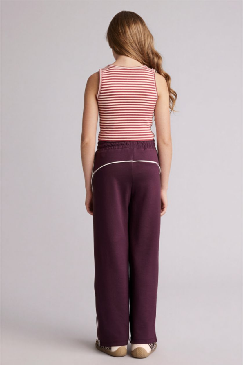 Kız Çocuk - Genç Kız Koyu Mor Wıde Leg Modal Eşofman Altı Kız Çocuk