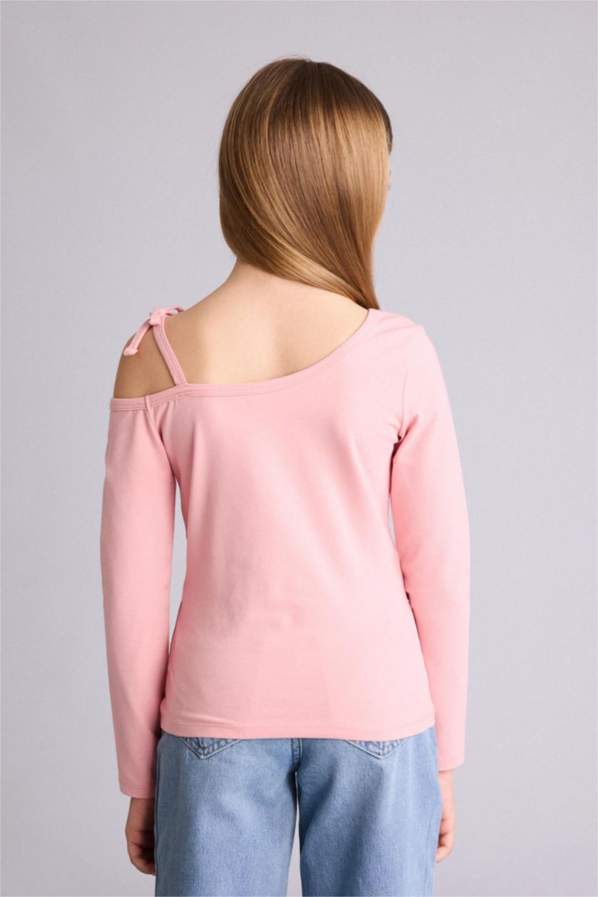 FILLES Bordeaux T-shirt manches longues en jersey à col bateau pour fille