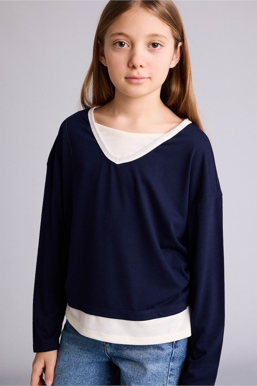 FILLES Marin T-shirt en jersey pour fille