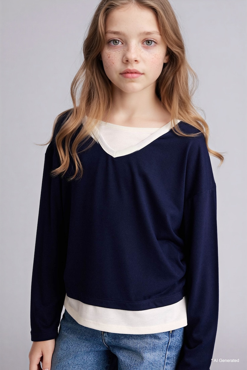 FILLES Marin T-shirt en jersey pour fille